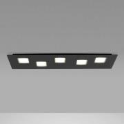 Fabbian Quarter, sort LED-loftlampe 5 lyskilder