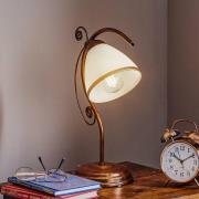 Roma bordlampe, metal, glas, hvid, brun, højde 39 cm