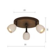 Menzel Provence loftlampe, mat, 3 lyskilder, rund