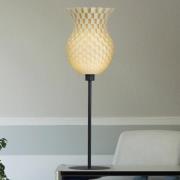 Bordlampe Flechtwerk, tragtformet, cremehvid