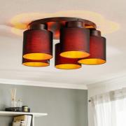 Loftlampe Soho, cylindrisk, 5 lyskilder, sort/guld