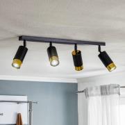 Loftspot Kumo sort/guld med 4 lyskilder