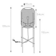 Gulvlampe i mesh med fire ben, guld