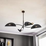 Lotus loftlampe, sort/guld, 4 lyskilder