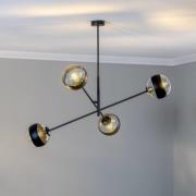 Loftlampe Linear, sort/klar, 4 lyskilder