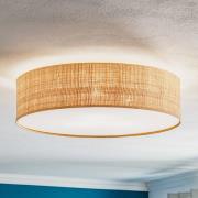 Leano loftlampe, beige, rund, af rattan