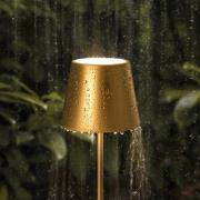 Nuindie LED-bordlampe, batteri, rund, 38 cm, guld