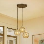 Hængelampe Devi, ravfarvet, 3 lyskilder, rund