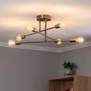 Flower 176 loftlampe, 6 lyskilder, antik guld