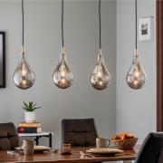 Pendellampe Oaza, 4 lyskilder, røggrå/sort