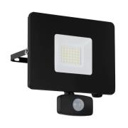 Faedo 3 udendørs LED-spot med sensor, sort, 30 W