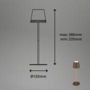 Kiki LED-bordlampe med genopladeligt batteri 3.000K, brun/guld