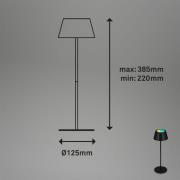 Kiki LED-bordlampe, sort, IP44, 3.000 K, RGBW