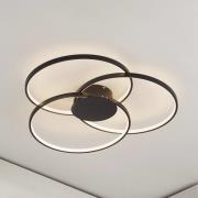 Lindby LED-loftlampe Riley, sort, 3.000 K, dæmpbar