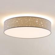 Lindby LED-loftlampe Ellamina, 60 cm, lysegrå, tekstil