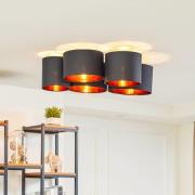 Lindby Laurenz loftlampe, 5 lk., 83 cm, sort-guld