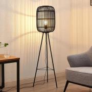 Lindby Canyana gulvlampe af rattan, sort