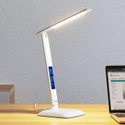 Lindby LED-bordlampe Ludmilla, højde 34 cm, hvid, display