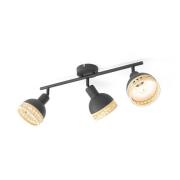 Lindby Lonnaris spotlight, rattan, 3 lyskilder, aflangt