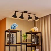 Lindby Lonnaris spotlight, rattan, sort, 4 lyskilder.