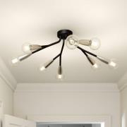 Lucande Carlea loftlampe, 8 lysk., sort-nikkel