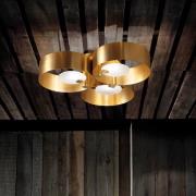 LED-loftslampe Sound, tre pærer, guld