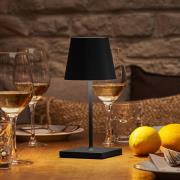 Nuindie mini LED genopladelig bordlampe, rund, USB-C, midnatssort