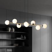 Hængelampe Glassy, 8 lyskilder, sort/guld/opal