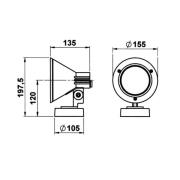 Vægspot 643 W, hvid, IP54, E27, aluminium, drejelig