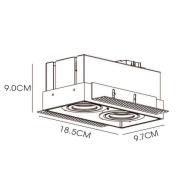 Trimless indbygningsspot, 2 lyskilder, hvidt