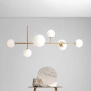 Hængelampe Joel, messing/hvid, 6 lyskilder