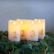 LED-lys Sara Advent 4 stk. højde 12,5 cm hvid/guld