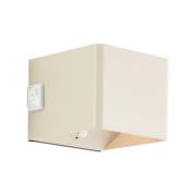 LED genopladelig udendørs væglampe Iseo, beige, bredde 10 cm, sensor