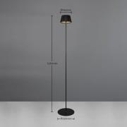 Suarez LED genopladelig gulvlampe, sort, højde 123 cm, metal