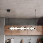 LED-hængelampe Daphne, glas grå-transparent, længde 118 cm