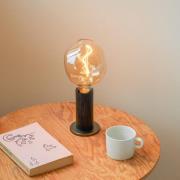 Tala bordlampe Knuckle, lampe i klart glas, sort eg