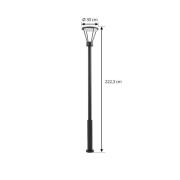 Lucande udendørslampe Elario, 222 cm, sort, aluminium