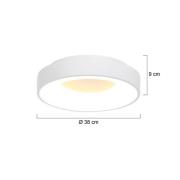 Ringlede LED loftlampe, 2.700 K, Ø 38 cm, hvid, metal