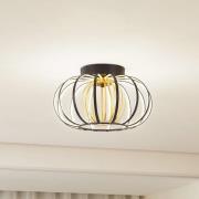 Lucande loftlampe Birger, højde 24 cm, sort/guld