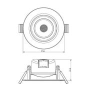 Forsænket loftlampe SMD-68-230V, 4.000K, Ø8,5cm, sort