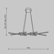 Maytoni LED-hængelampe Halo, messingfarvet, længde 103,5 cm