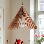 Hængelampe Nature Sun Glas XL, spids kegle, Ø 48 cm, træ
