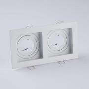 Indbygningslampe Grid Two, 2 lyskilder, hvid, 18,5x10 cm, aluminium, G...