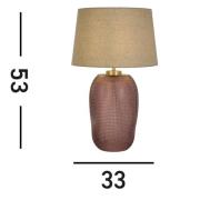 Amethyst bordlampe, beige/pink, højde 37 cm, tekstil/glas