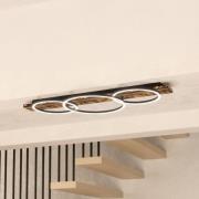 LED-loftlampe Boyal, sort, længde 101 cm, træ, 3 lyskilder.