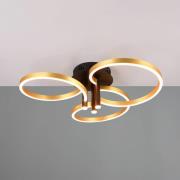 LED-loftlampe Caruso, guld/sort, Ø 66 cm metal CCT dæmpbar