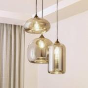 Lindby hængelampe Marla, rund, glas, røgfarvet grå, 50 cm