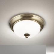 Empire loftlampe, Ø 26,5 cm, antik messing, mat opalglas