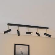 Axion loftlampe, 5 lyskilder, sort/guld, lang, stål