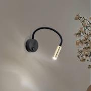 Væglampe Lagos, sort/guld, 45 cm, læselampe, G9